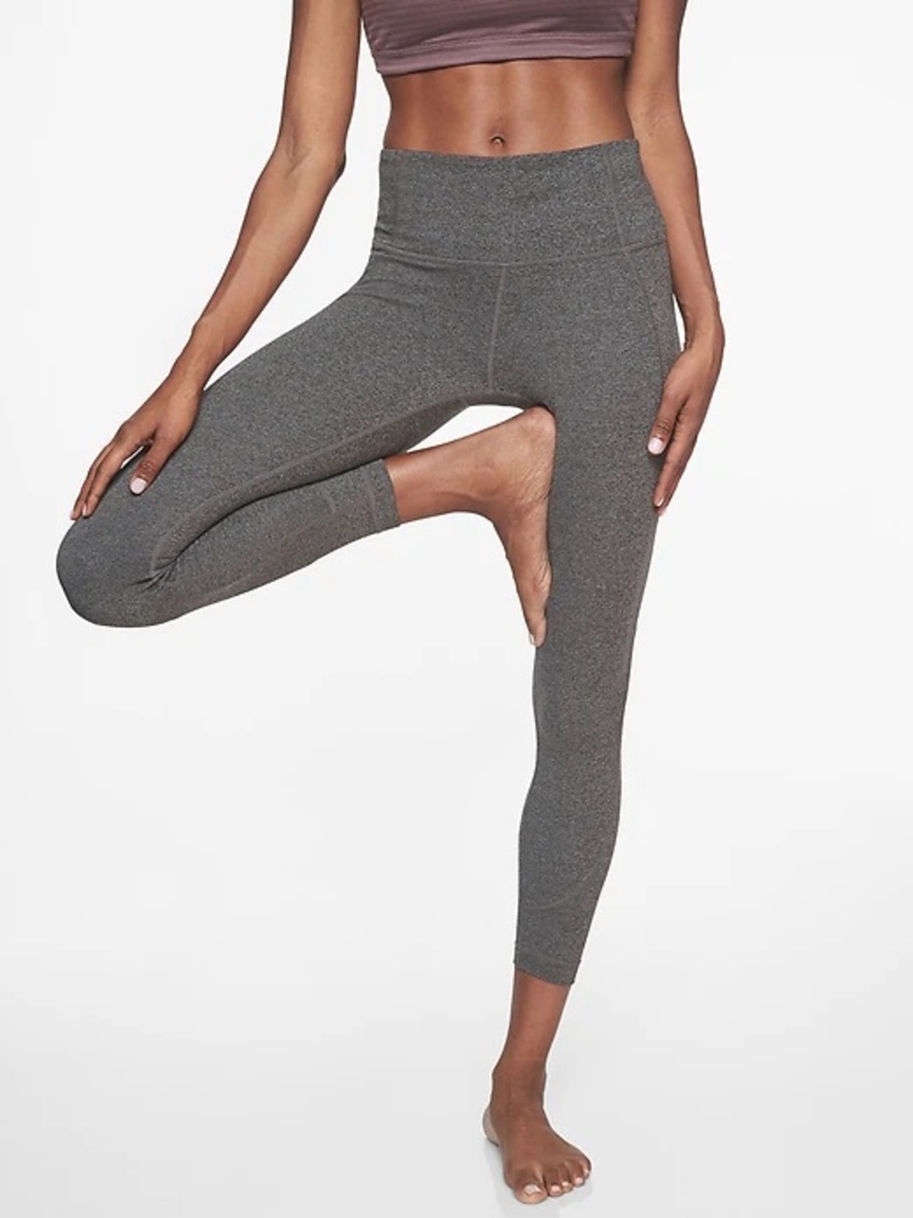Athleta Salutation 7/8 Tight Dark Heather Gray Size Small Pockets Compression